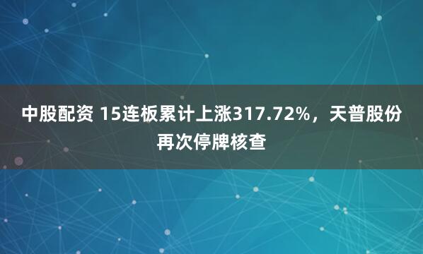 中股配资 15连板累计上涨317.72%，天普股份再次停牌核查