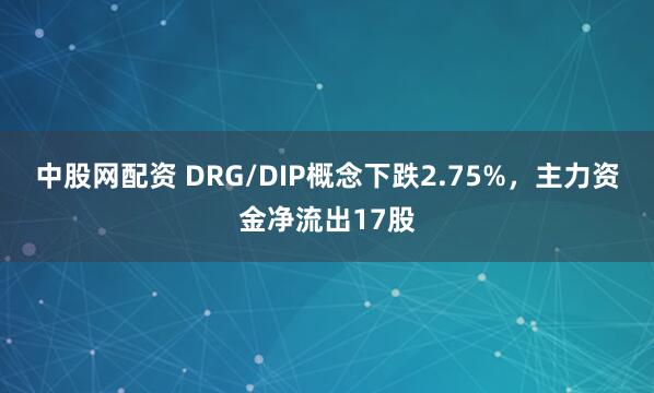 中股网配资 DRG/DIP概念下跌2.75%，主力资金净流出17股
